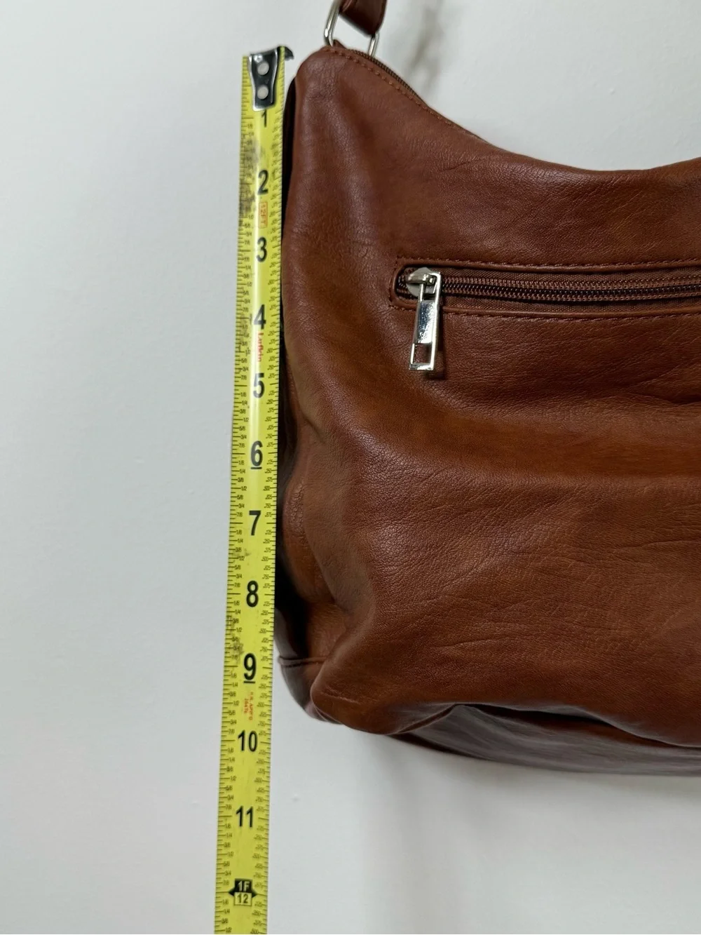 Sam & Hadley Brown Vegan Leather Multi-Pocket Slouchy Crossbody Shoulder Bag